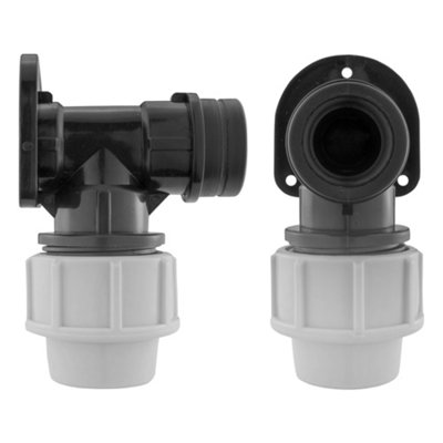 25mm Water Pipe mdpe Compression Back/Wall Plate with Universal Garden Hose Connection - 4