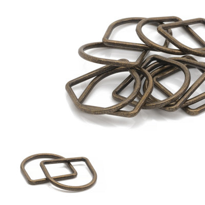 25mm Welded Metal D Ring Buckle for Purse, Pet Collars, Webbing Strap, Bronze - 10pcs