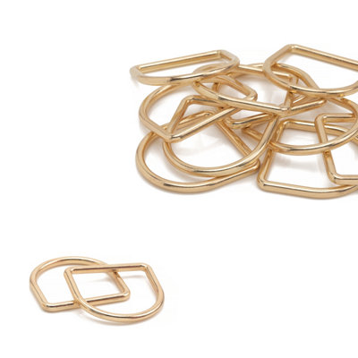 25mm Welded Metal D Ring Buckle for Purse, Pet Collars, Webbing Strap, Gold - 10pcs