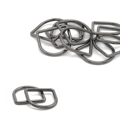 25mm Welded Metal D Ring Buckle for Purse, Pet Collars, Webbing Strap, Gunmetal - 10pcs