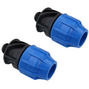 25mm x 1/2" MDPE Male Adapter Compression Coupling Fitting Water Pipe 2PK