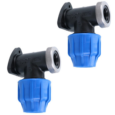 25mm x 1/2" MDPE Wall Elbow Outside Tap Fitting Threaded Connector Bend 2PK