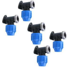 25mm x 1/2" MDPE Wall Elbow Outside Tap Fitting Threaded Connector Bend 5PK