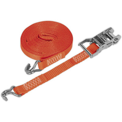 25mm x 10m 1500KG Ratchet Tie Down Straps Set - Polyester Webbing & Steel J Hook