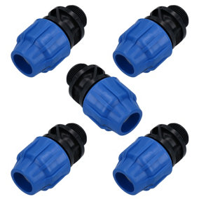 25mm x 1in MDPE Male Adapter Compression Coupling Fitting Water Pipe 5pk