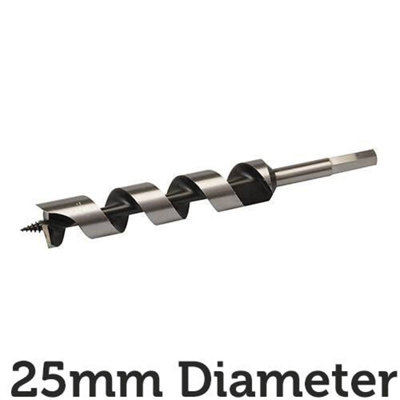 25mm x 235mm Long Hardened Steel Auger Drill Bit Hex Shank Shaft