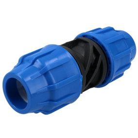 25mm x 25mm MDPE Straight Pipe Compression Fitting Coupling Connector