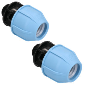 25mm x 3/4" MDPE Male Adapter Compression Coupling Fitting Water Pipe 2PK