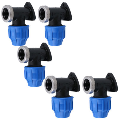 25mm x 3/4" MDPE Wall Plate Elbow Outside Tap Fitting Connector Bend 5 Pack