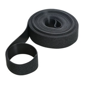 25mm x 5m BLACK Hook & Loop Self Wrapping Tape Cable Tidy Management Grip Wrap
