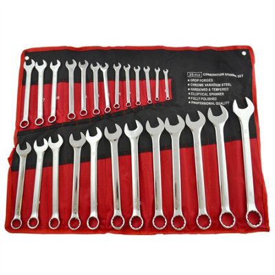 25pc Metric Combination Combo Spanner Set Open Ended / Ring 6mm to 32mm