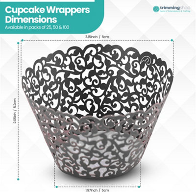 25pcs Black Paper Cupcake & Muffin Wrapper for Birthdays, Weddings ...