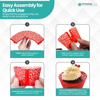 25pcs Red Paper Cupcake & Muffin Wrapper for Birthdays, Weddings ...