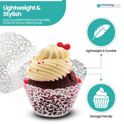 25pcs White Paper Cupcake & Muffin Wrapper for Birthdays, Weddings ...