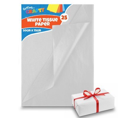 25pk White Tissue Paper Sheets for Packaging 75 x 50cm, White Tissue Paper  for Wrapping Gifts, Tissue Paper for Packaging