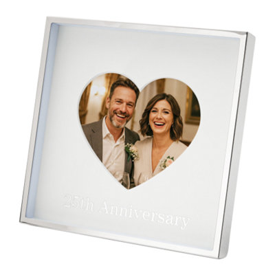 25th Anniversary 4x4 Nickel Heart Frame with Silver Foil