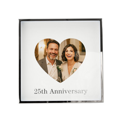 25th Anniversary 4x4 Nickel Heart Frame with Silver Foil