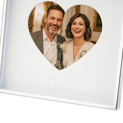 25th Anniversary 4x4 Nickel Heart Frame with Silver Foil