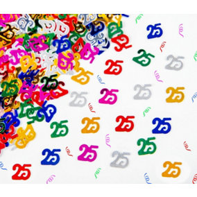 25th Birthday Confetti Multicolour 4 pack x 14 grams birthday decoration Foil Metallic 4 pack