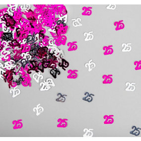 25th Birthday Confetti Pink & Silver 1 pack x 14 grams birthday decoration Foil Metallic 1 pack