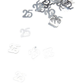 25th Birthday Confetti Silver 1 pack x 14 grams birthday decoration Foil Metallic 1 pack