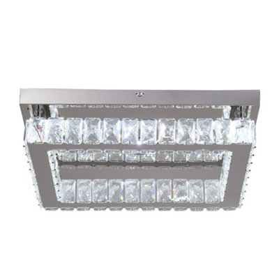 25W Rectangular Stainless Steel Dimmable Crystal Ceiling Light ...