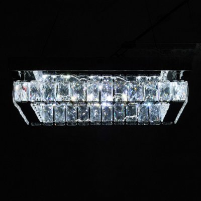 25W Rectangular Stainless Steel Dimmable Crystal Ceiling Light ...