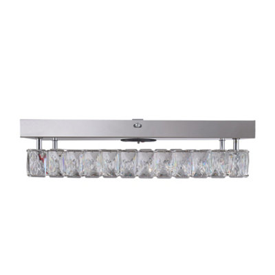 25W Rectangular Stainless Steel Dimmable Crystal Ceiling Light ...
