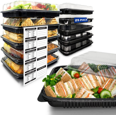 25x Sandwich Platter Trays w/ Lids Buffet & Catering Tray w/ Allergy ...