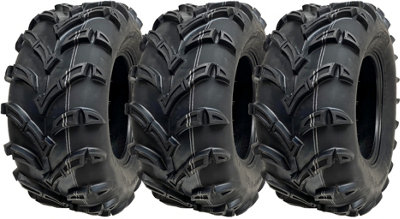 25x10.00-12 ATV Quad Tyres 6ply Wanda P377 E-Marked Road Legal 50J (Set of 3)