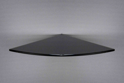 25x25x0.6cm  Black Glass Corner Shelf