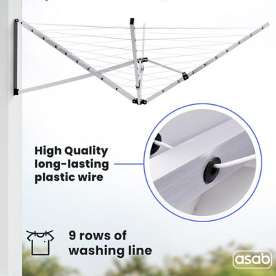 26 Meter 5 Arm Wall Mounted Clothes Airer