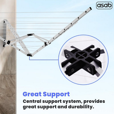 26 Meter 5 Arm Wall Mounted Clothes Airer - 3