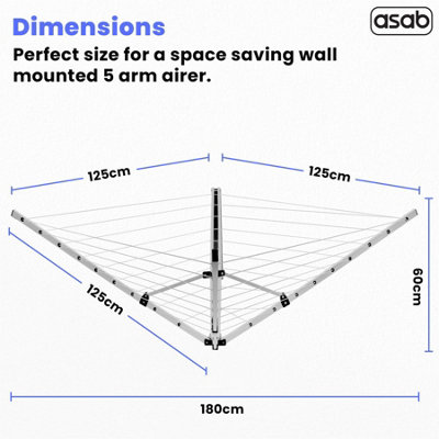 26 Meter 5 Arm Wall Mounted Clothes Airer - 5