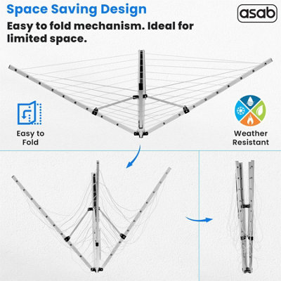 26 Meter 5 Arm Wall Mounted Clothes Airer - 6