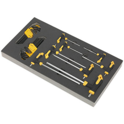 26 Piece T-Handle and TRX-Star Key Set with Tool Tray for Organized Tool Storage