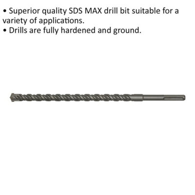26 x 520mm SDS Max Drill Bit - Fully Hardened & Ground - Masonry Drilling