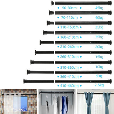 260-310cm Telescopic Net Voile Tension Curtain Rail Pole Rod Rods ...