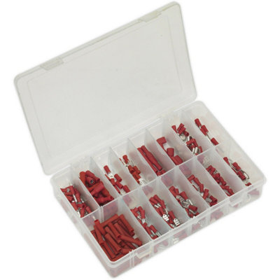 260 Pc Red Crimp Terminal Assortment Various Connectors Sizes