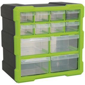 260 x 160 x 265mm 12 Drawer Parts Cabinet - GREEN - Wall Mounted / Standing Box