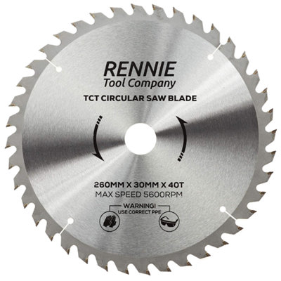 260mm x 40T TCT Circular Wood Saw Blade. Fits Festool Bosch Makita Dewalt Circular Saws Etc