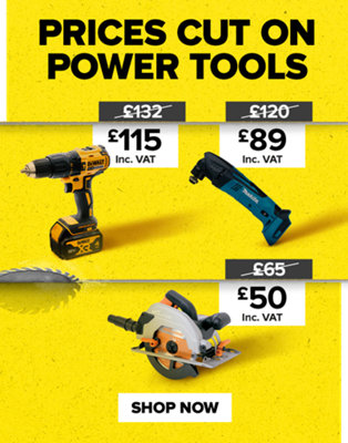 Prices cut on selected power tools. includes DeWalt drill was 132, now 115. Makita multi tool was 120, now 89 and evolution circular saw, was 65, now 50.. Shop now. Plus if you have loyalty discount, you'll get this on top.