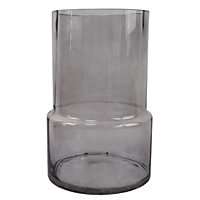 26cm Grey Smoke Glass Vase Designer Large
