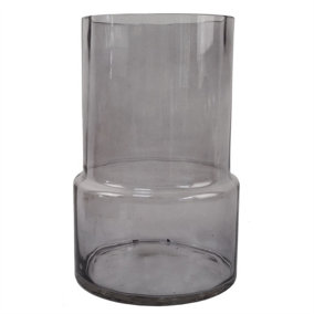 26cm Grey Smoke Glass Vase Designer Large