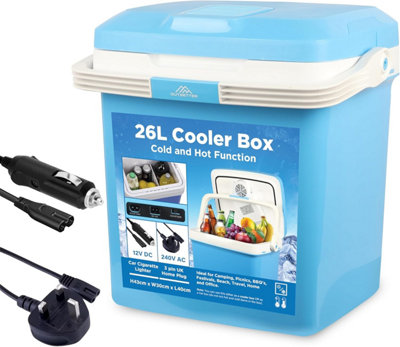 26L Electric Cooler Box Large Cool Box Powered By 12V In-Car Cigarette Lighter Socket or UK 3 Pin Plug