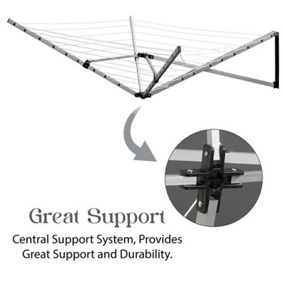 26M Wall Mounted 5 Arm Aluminium Airer and 26 Meter Drying space