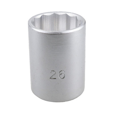 26mm 3/4" Drive Socket 12 Sided 48mm HGV Satin Finish Chrome Vanadium Steel