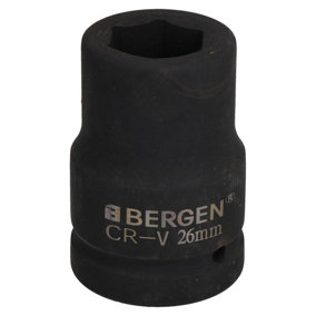 26mm Metric 1" Drive Deep Impact Socket 6 Sided Single Hex Thick Walled