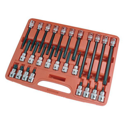 26pc 1/2" Inch Multi Spline Bit Socket Set M5-M16 55-200mm (CT0395)