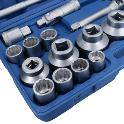 26pc 3/4in dr and 1in dr Shallow Socket Set 21mm - 65mm Metric Sizes ...